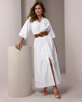 Relaxed Poplin Shirt Dress Maxi Pure White