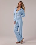 Luxe Lounge Zip Up and Pant with Snap Detail Set Blue Bell