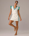 Luxe Lounge Ruffle Sleeve Top and Piped Skort Set White