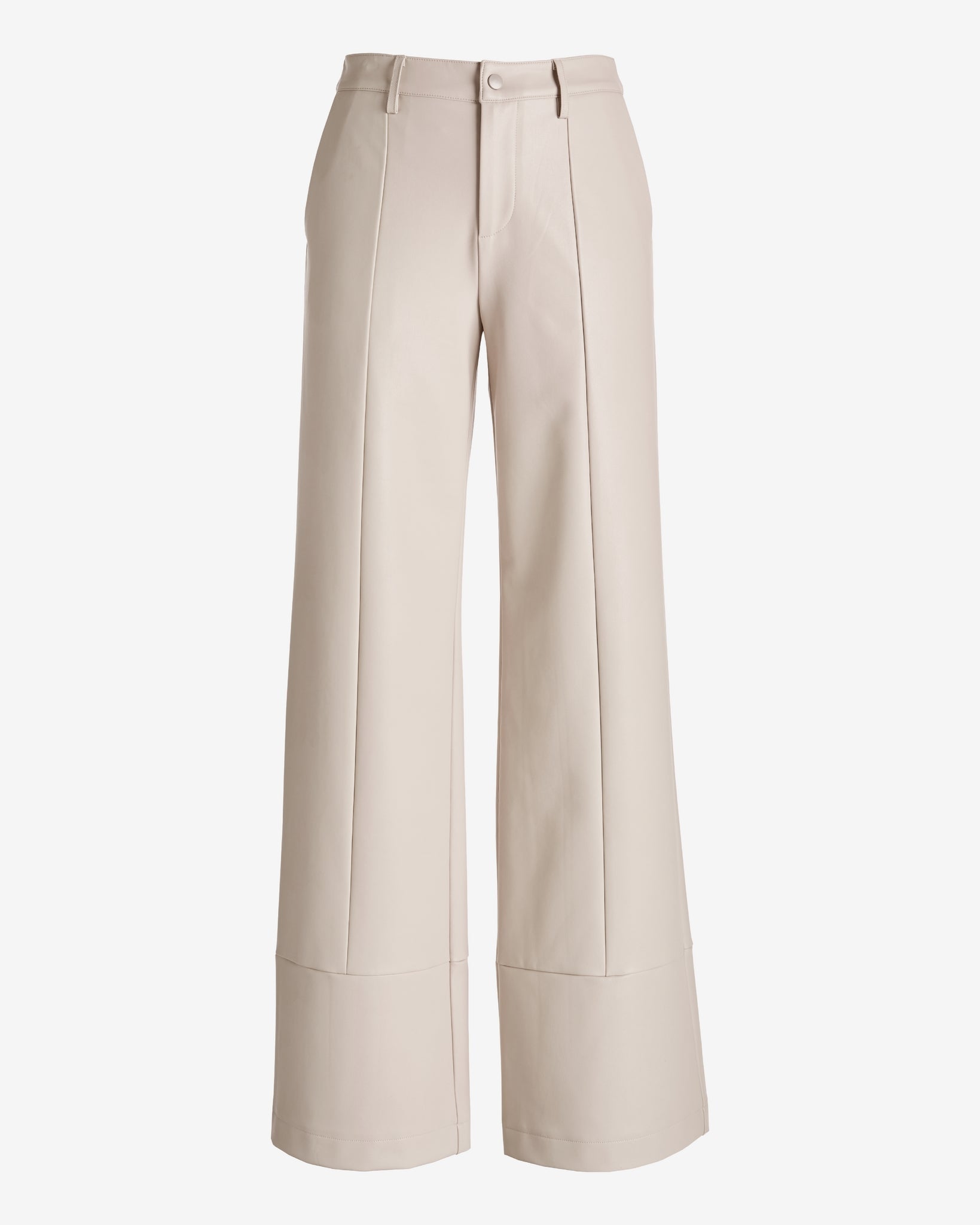 Faux Leather Wide Leg Pant Cream