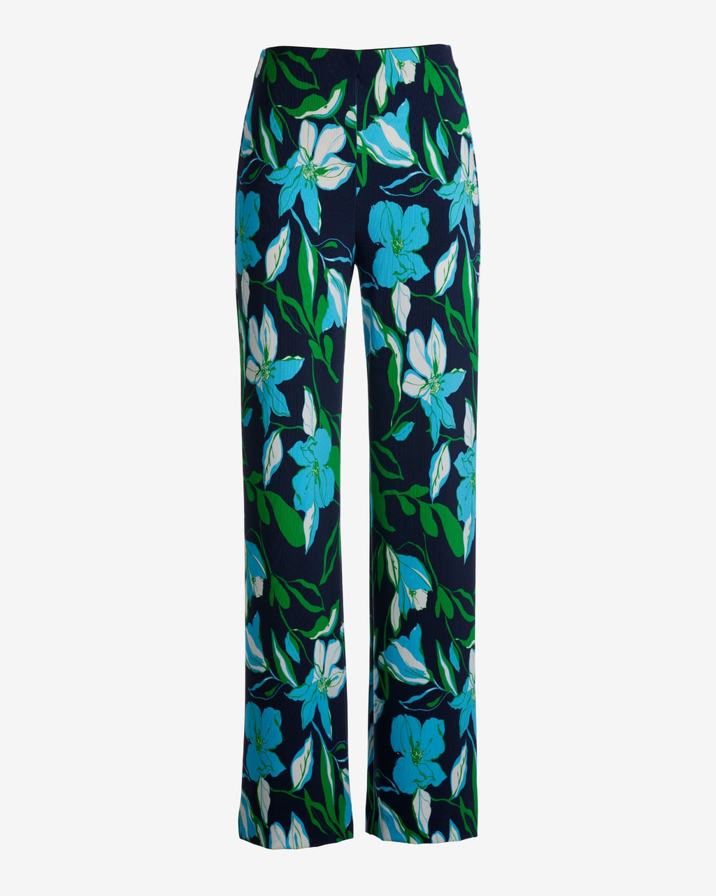 Beyond Travel Summer Lilies Navy Print High Rise Palazzo Pant Maritime Navy/Fern Green