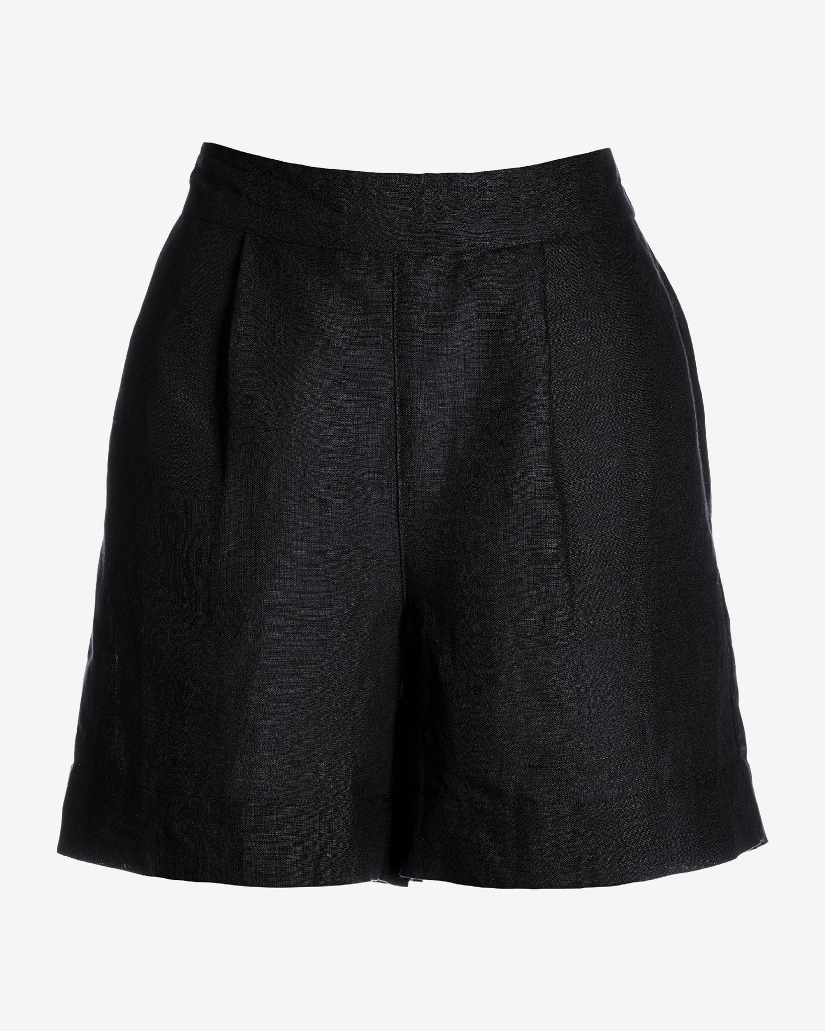 Effortless Pull-On Linen Short Black