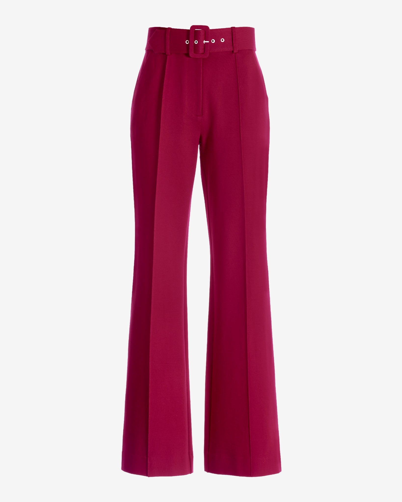 Malibu Belted Ponte High Waist Wide Leg Trouser Pant Rumba Red