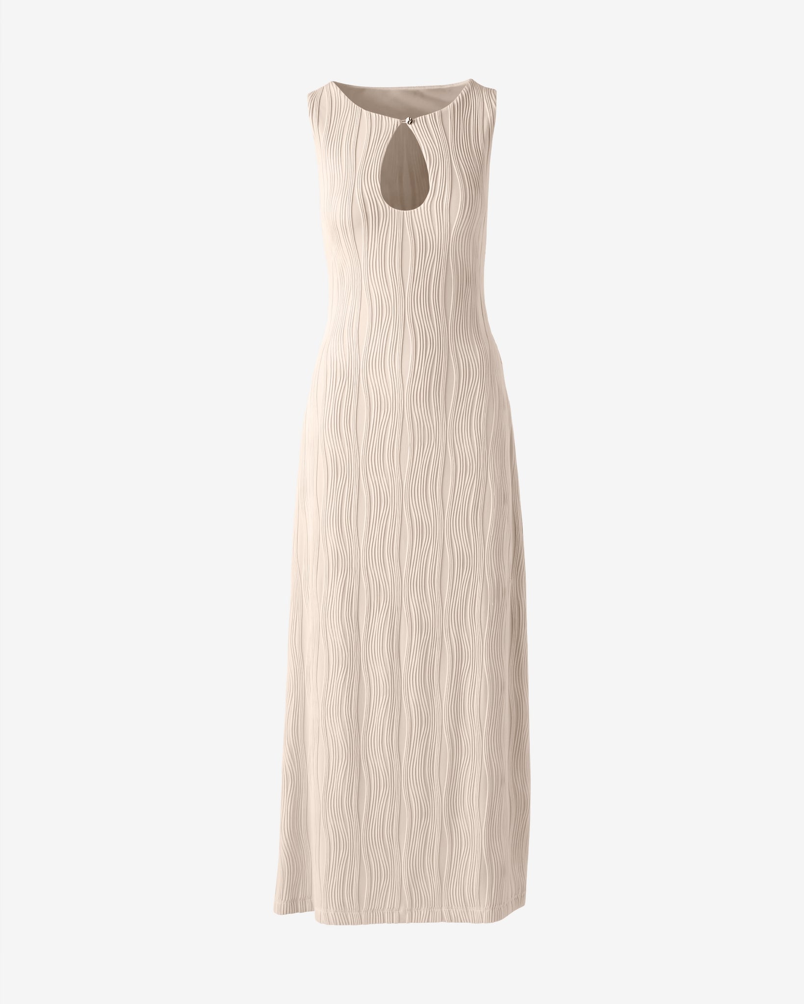 Textured Knit Novelty Keyhole Maxi Dress White Swan