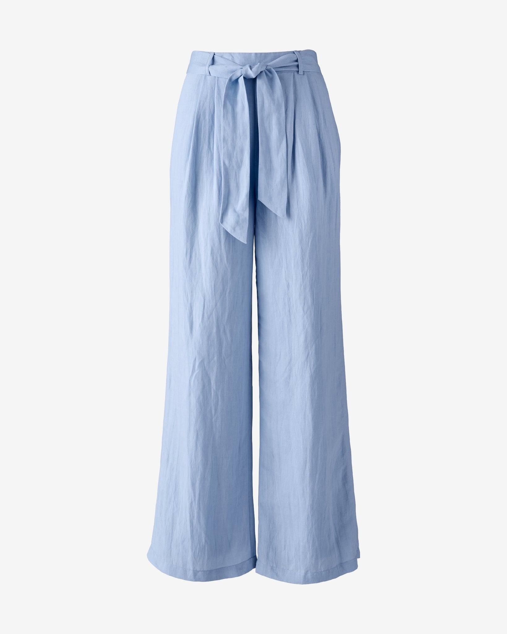 Tie Waist Wide Leg Linen Pant Blue Bell