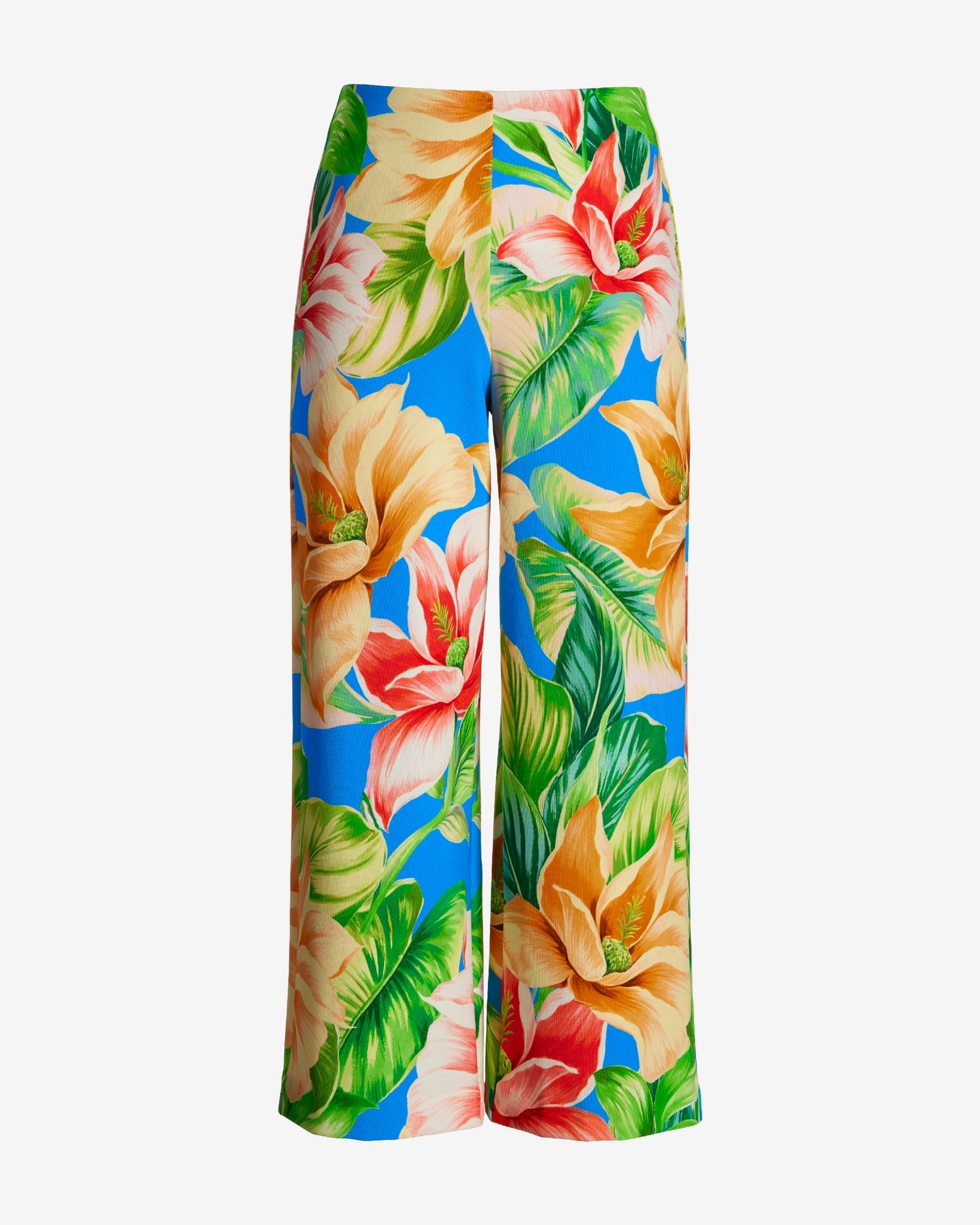 Beyond Travel Wide Leg Crop Print Pant Blue Multi