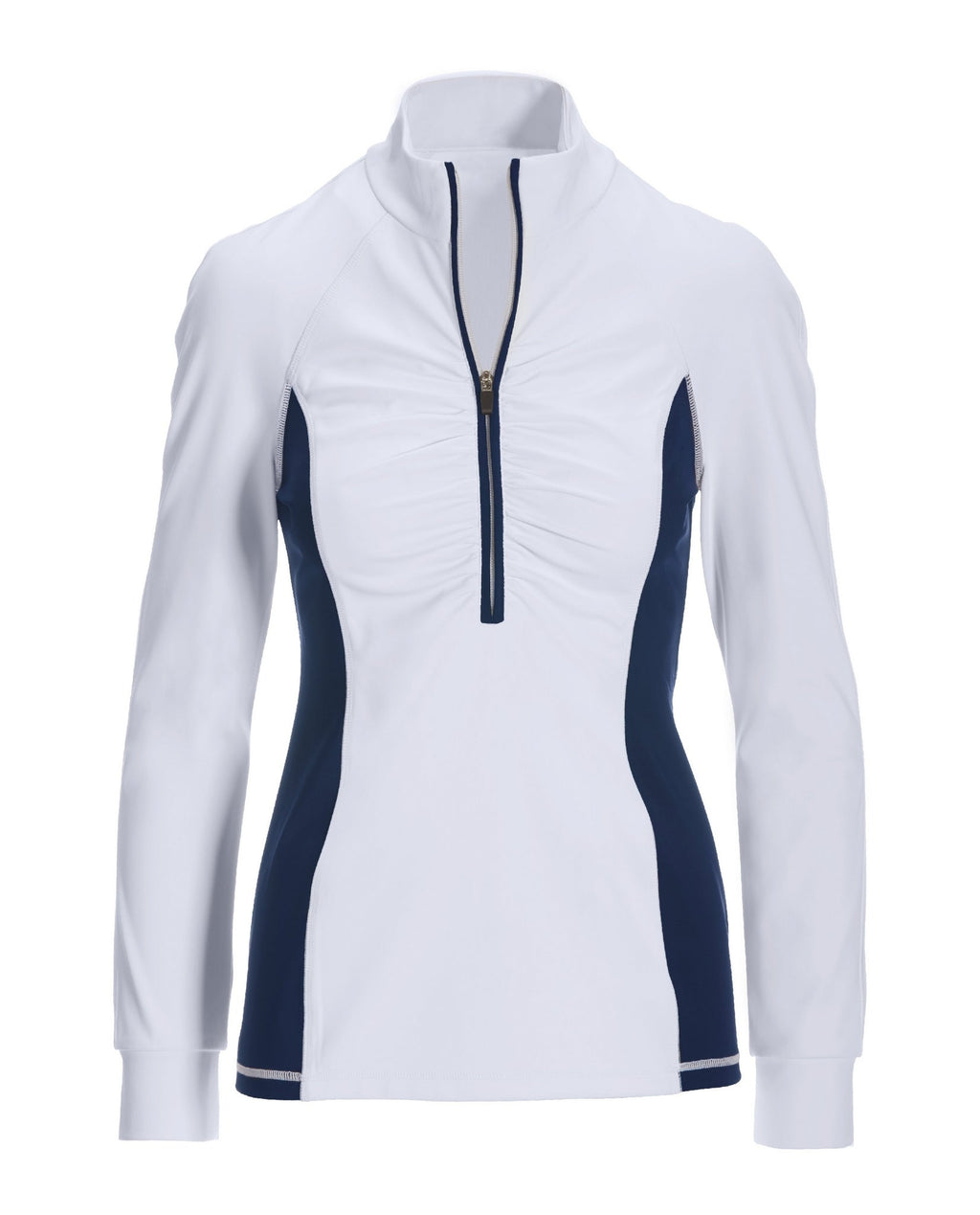 B Active Long Sleeve Ruched Sport Top White/Navy