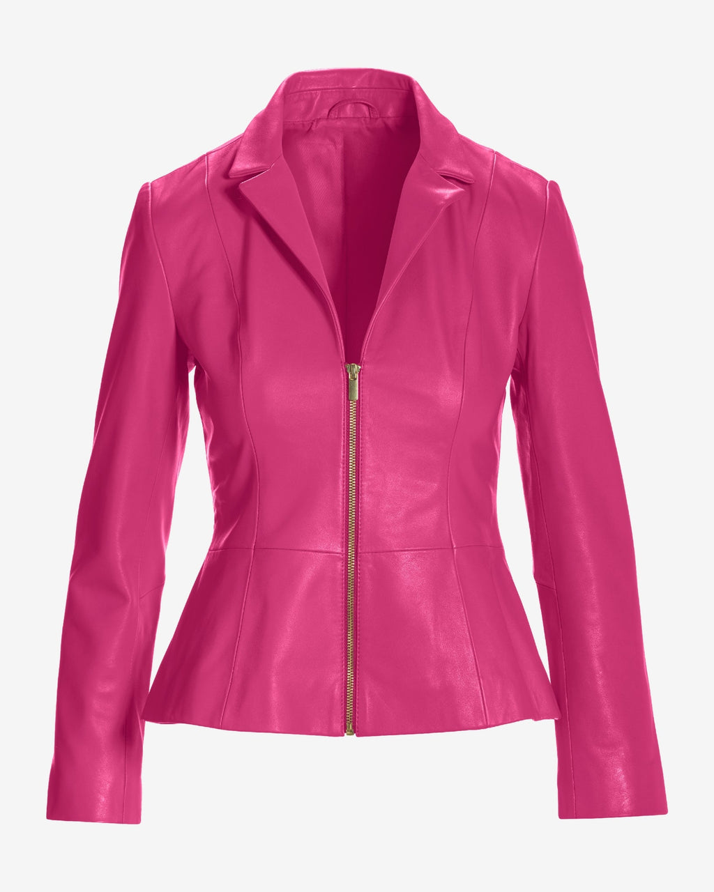 Genuine Leather Zip Collared Peplum Jacket Love Potion