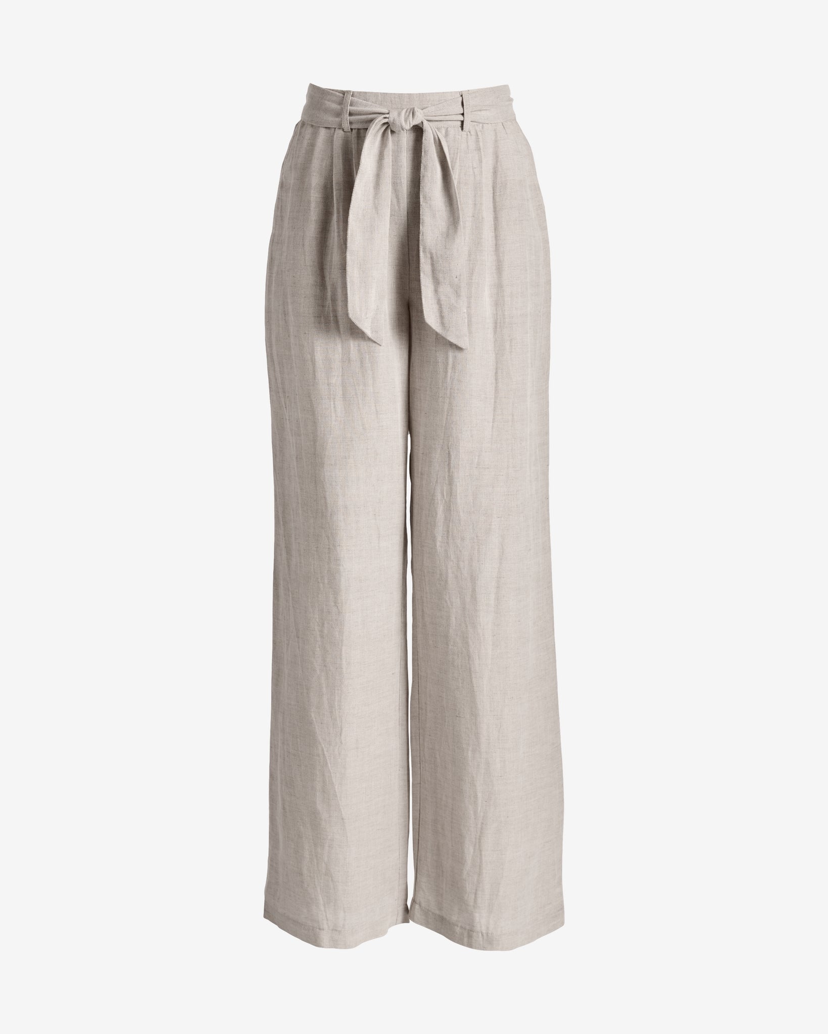 Tie Waist Wide Leg Linen Pant Flax