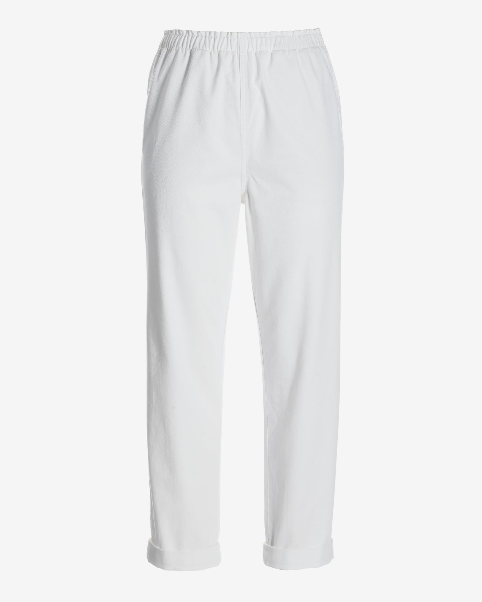 Sedona Pull On Rolled Cuff Straight Leg Pants White