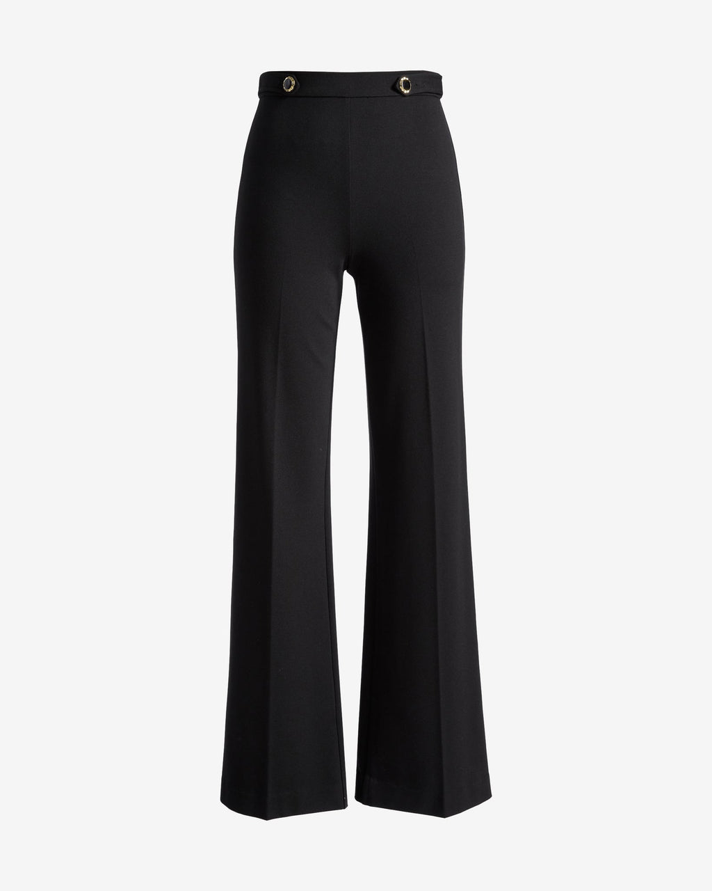 Ultimate Ponte Wide Leg Pant with Button Detail Black