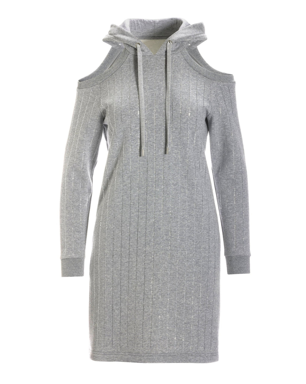Embellished Cold Shoulder Sweatshirt Dress Heather Gray