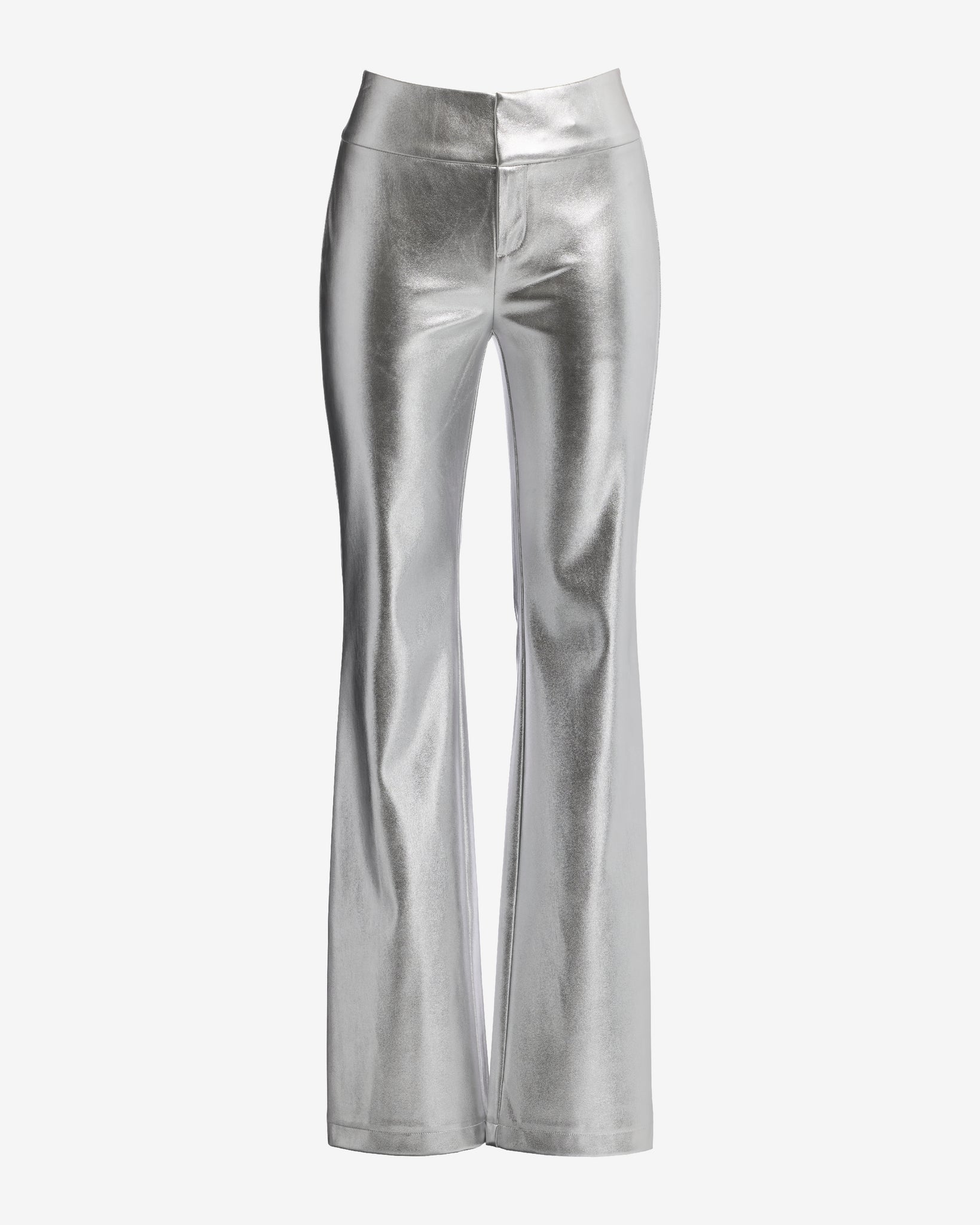 Faux Leather Bootcut Pant Silver