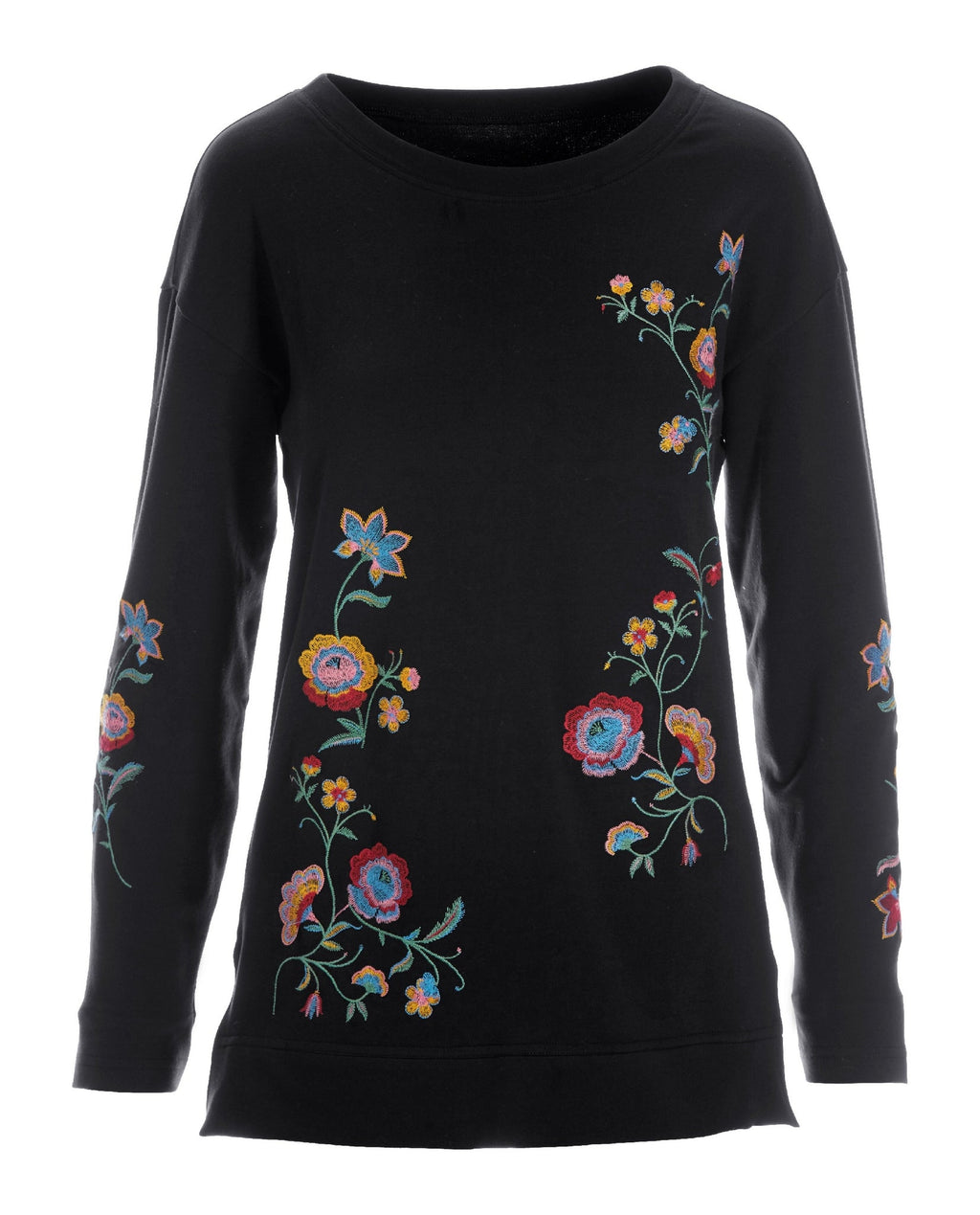 Embroidered Tunic Sweatshirt Black Multi
