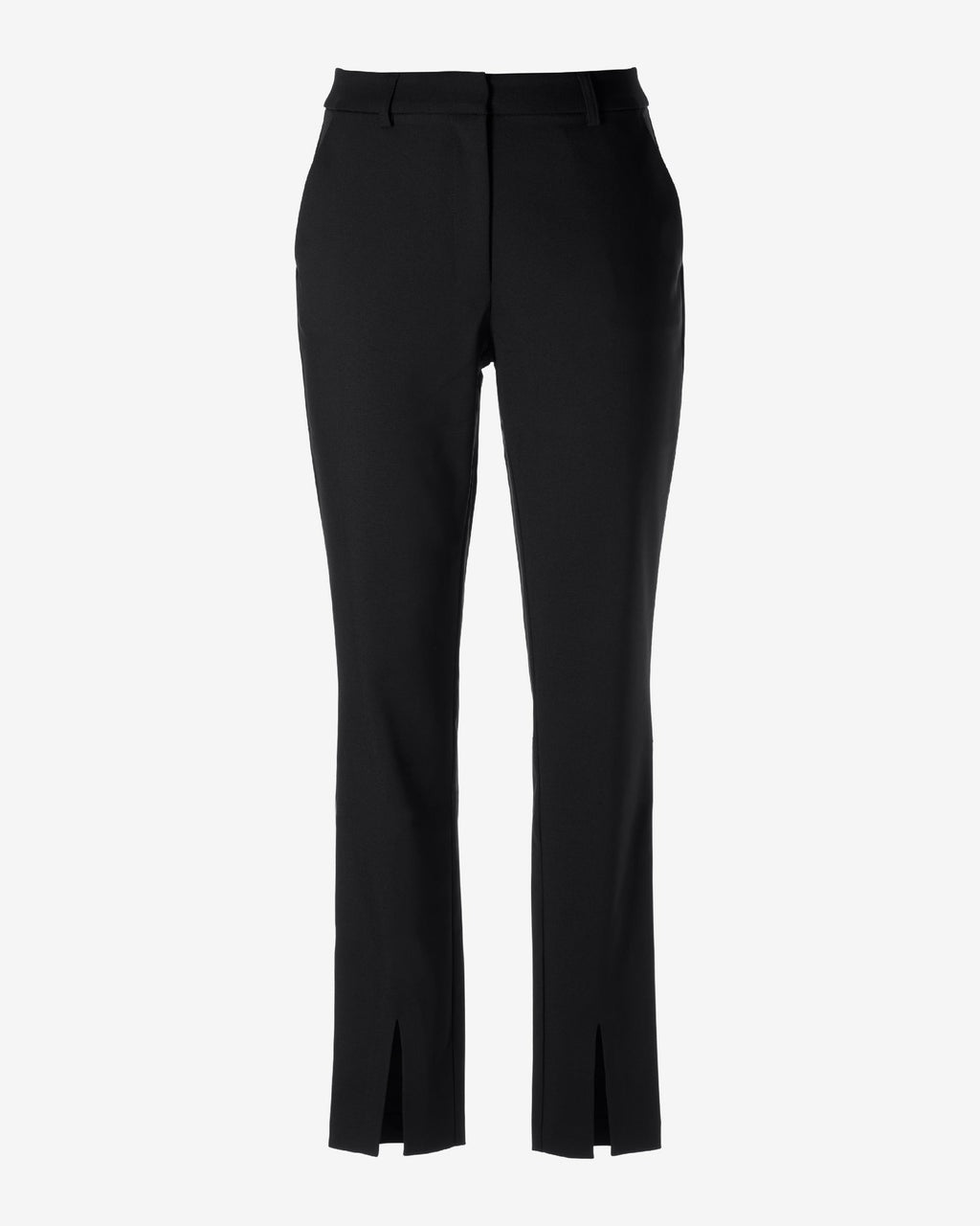 Newport Modern Slim Straight Leg Slit Front Trouser Pant Black