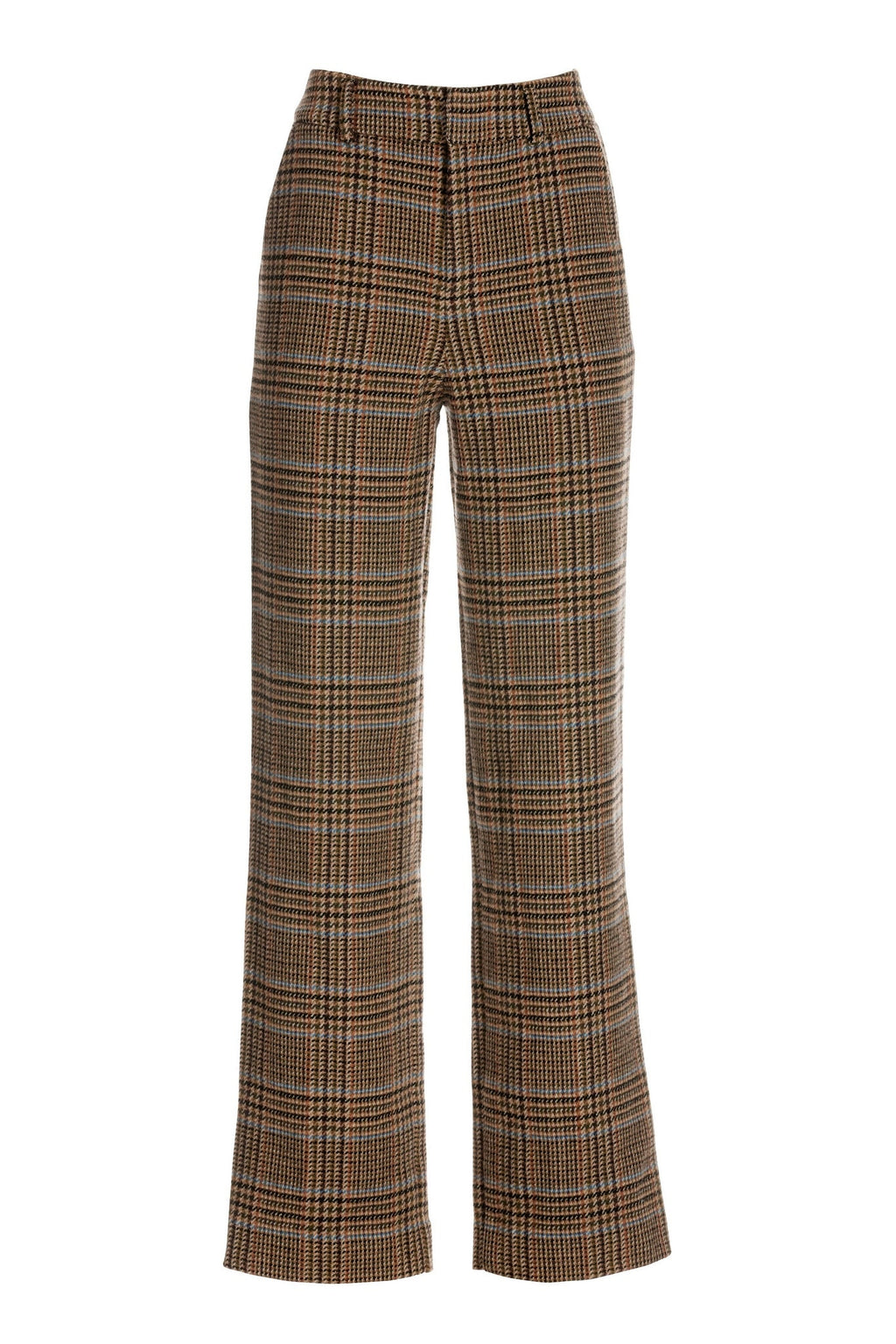 Plaid Modern High Waist Wide Leg Trouser Brown Multi