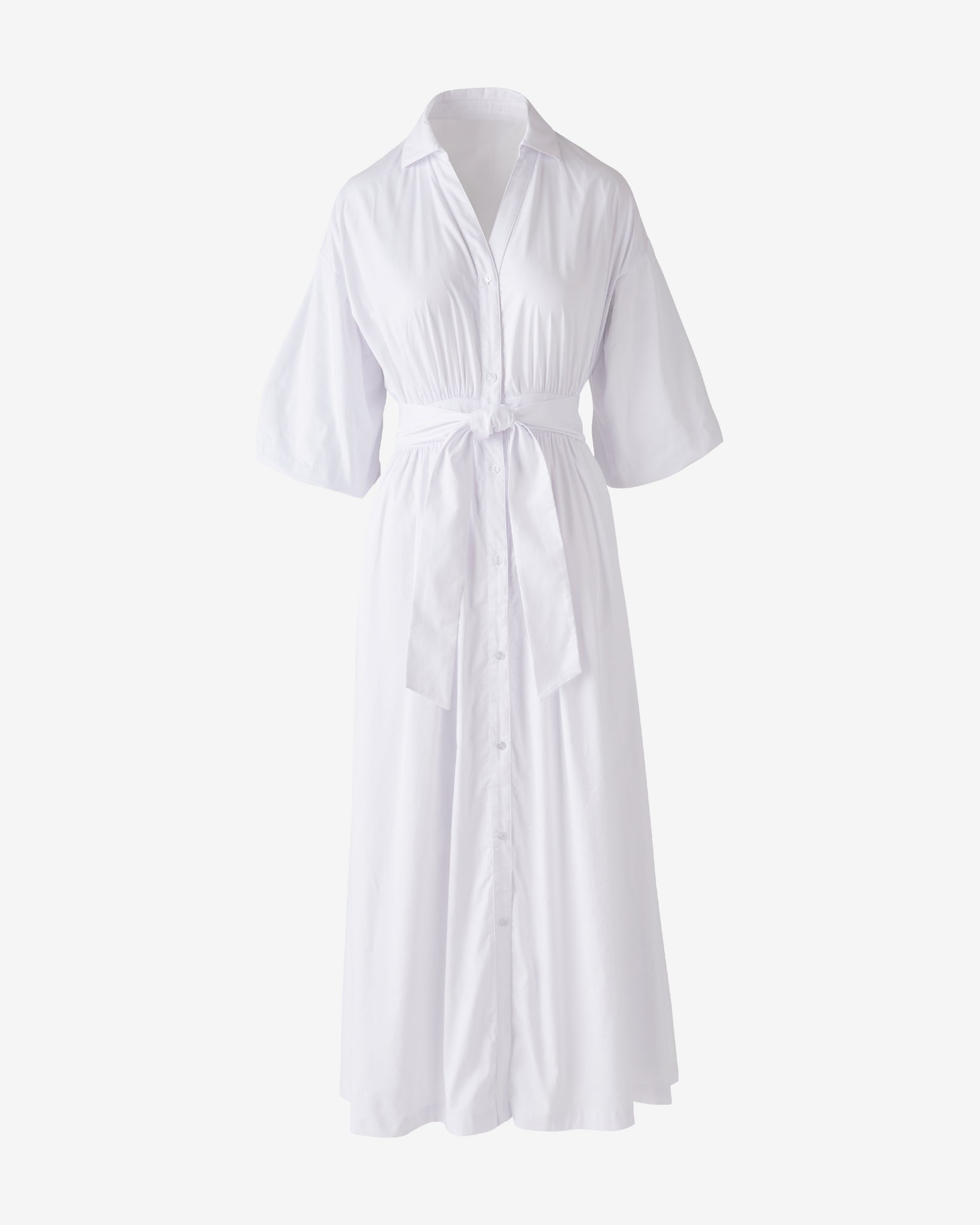 Relaxed Poplin Shirt Dress Maxi Pure White