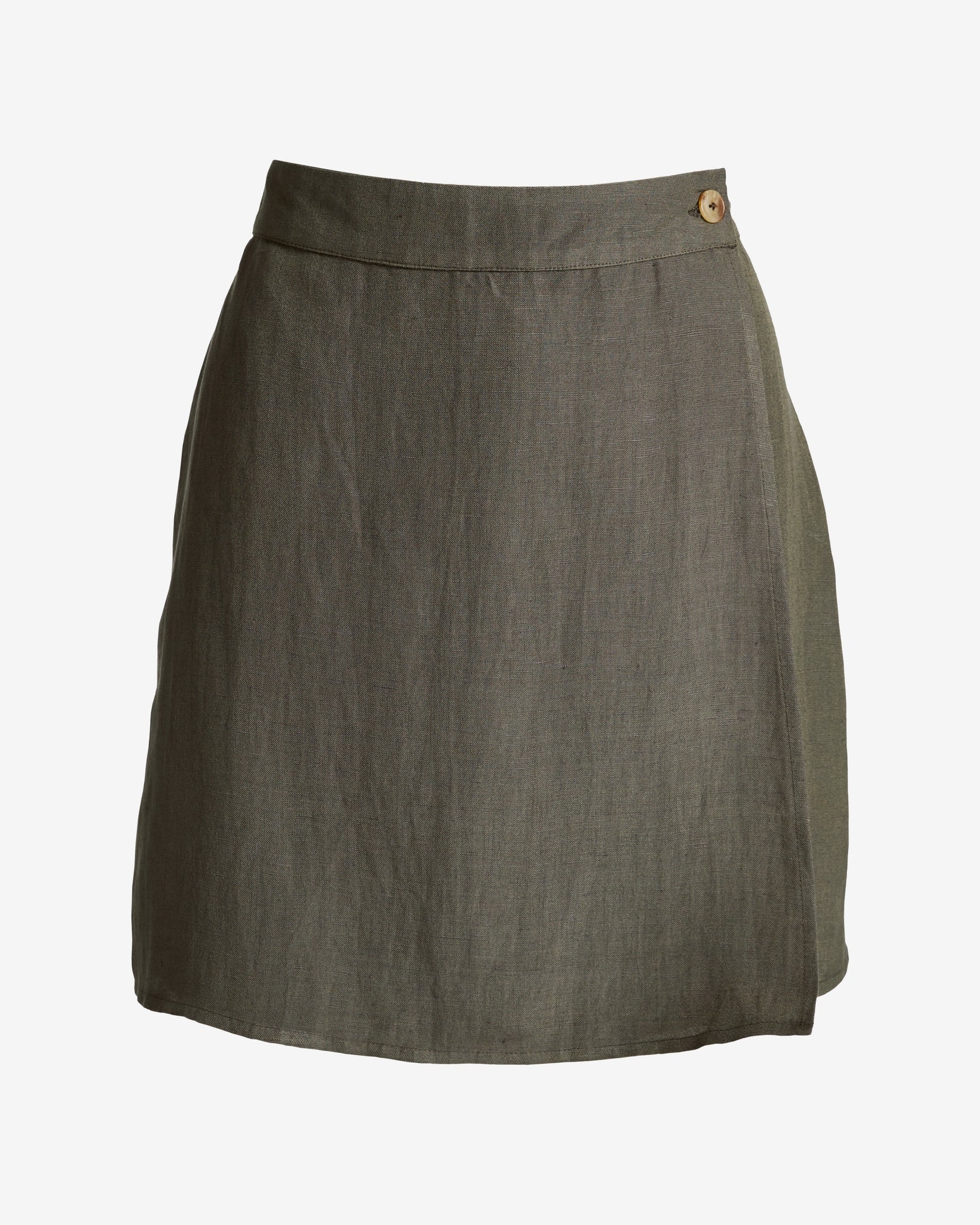 Flirty Linen Wrap Skort Olive Night