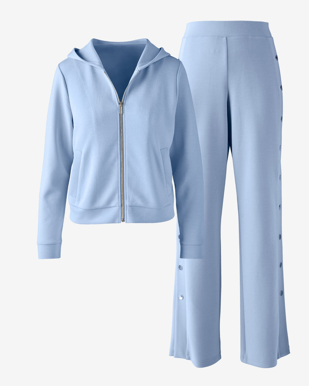 Luxe Lounge Zip Up and Pant with Snap Detail Set Blue Bell