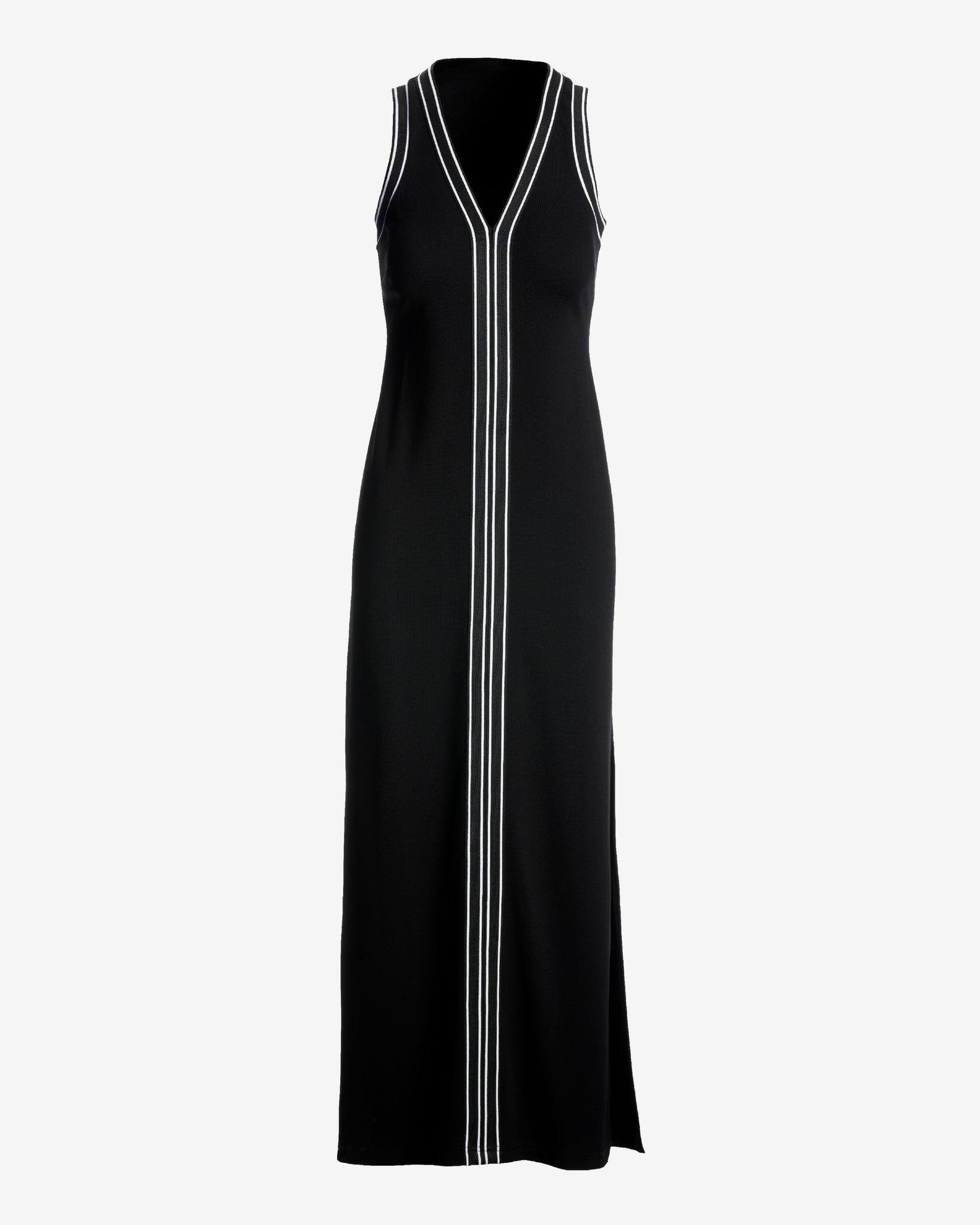 Colorblocked V Neck Maxi Dress Black/White