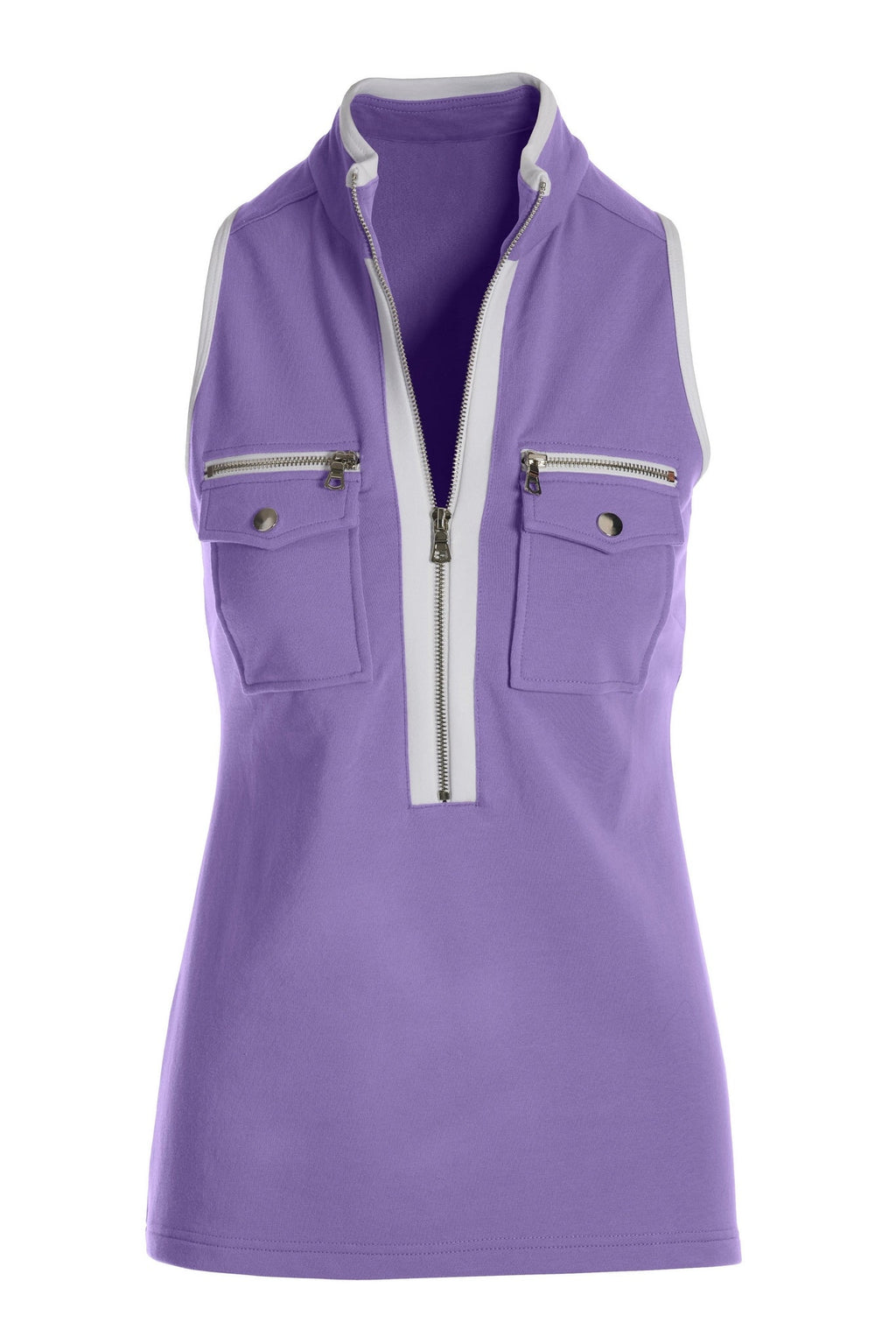 Sleeveless Chic Zip Top French Lilac
