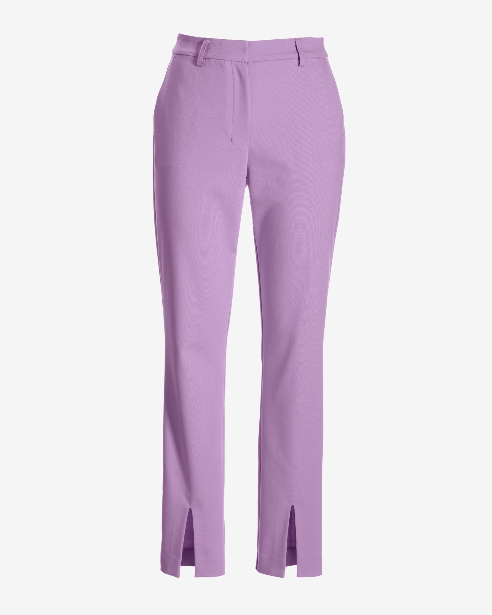 Newport Modern Slim Straight Leg Slit Front Trouser Pant Sheer Lilac