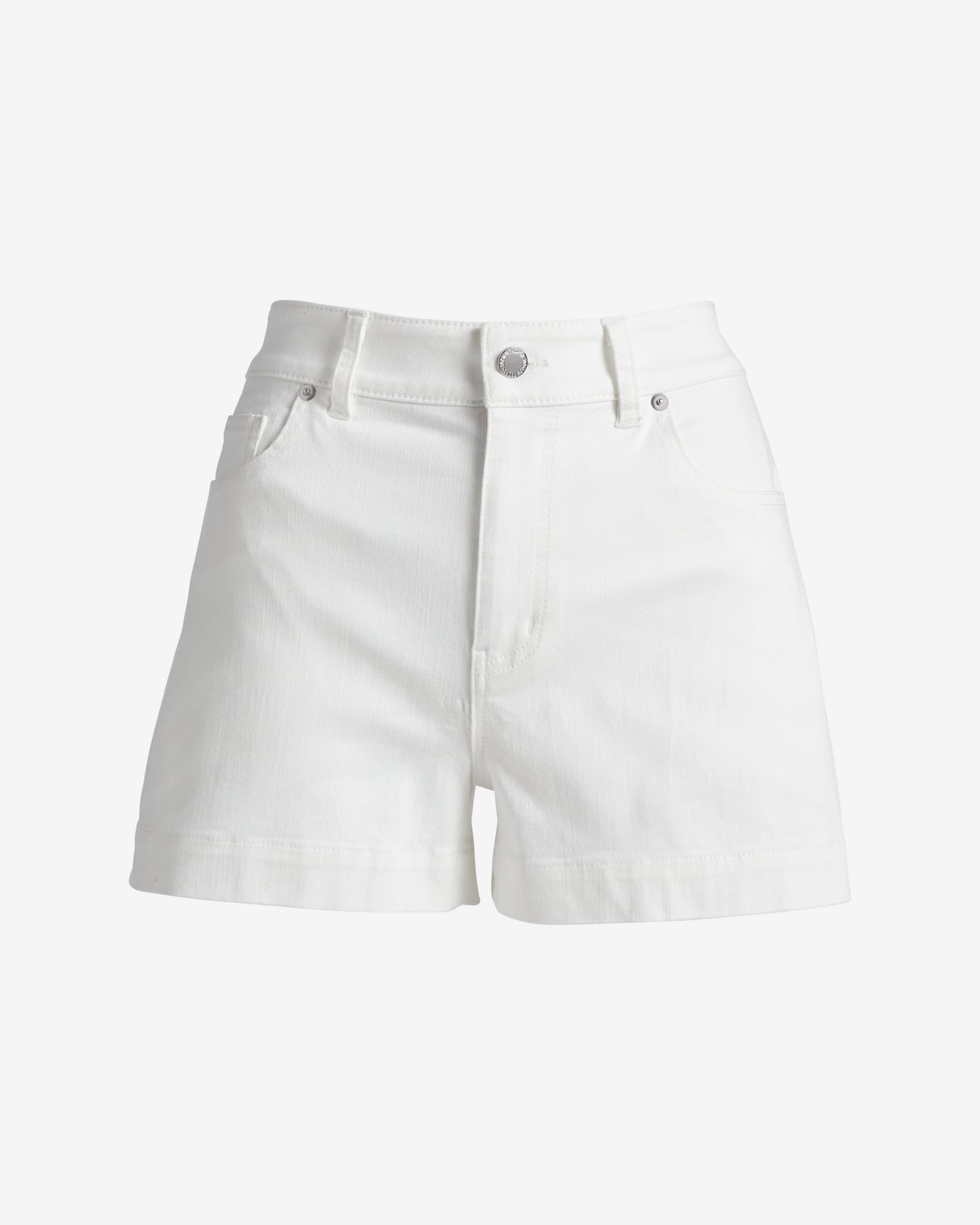Wide Hem Detail Denim Short White