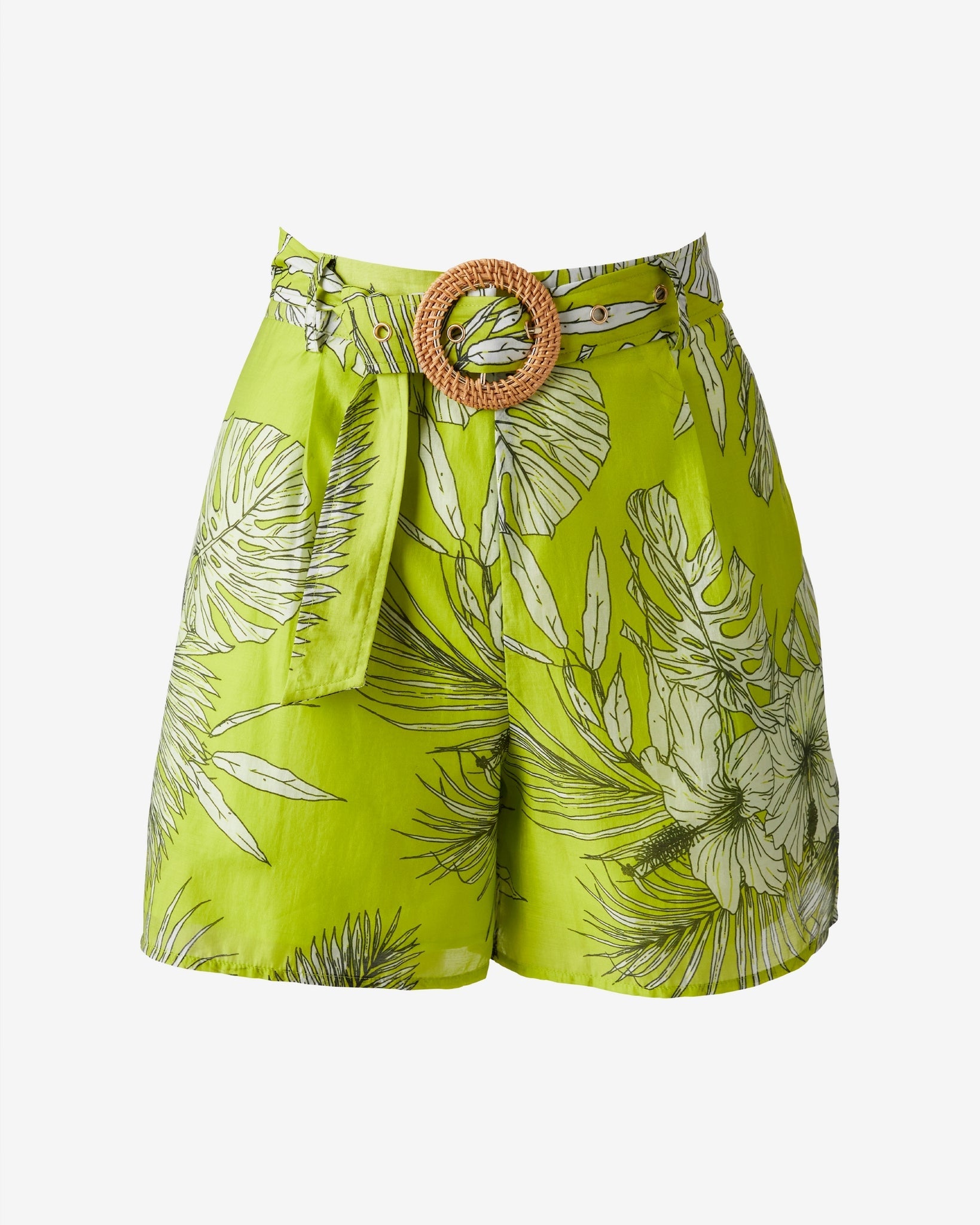 Self Tie Printed Short Tropical Neon
