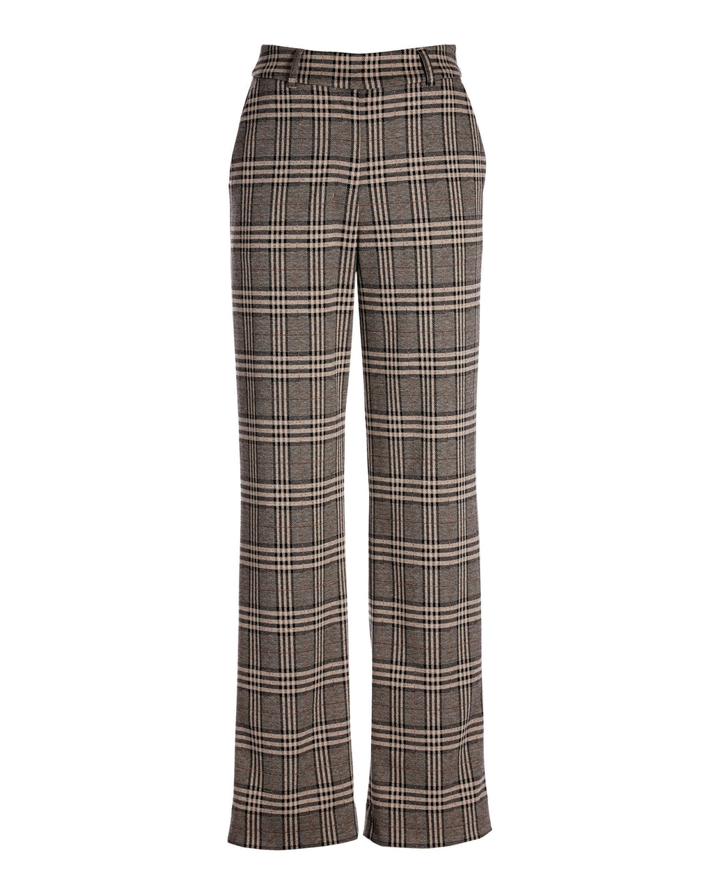 Malibu Shimmer Plaid Wide Leg Trouser Pant Tan/Black Multi