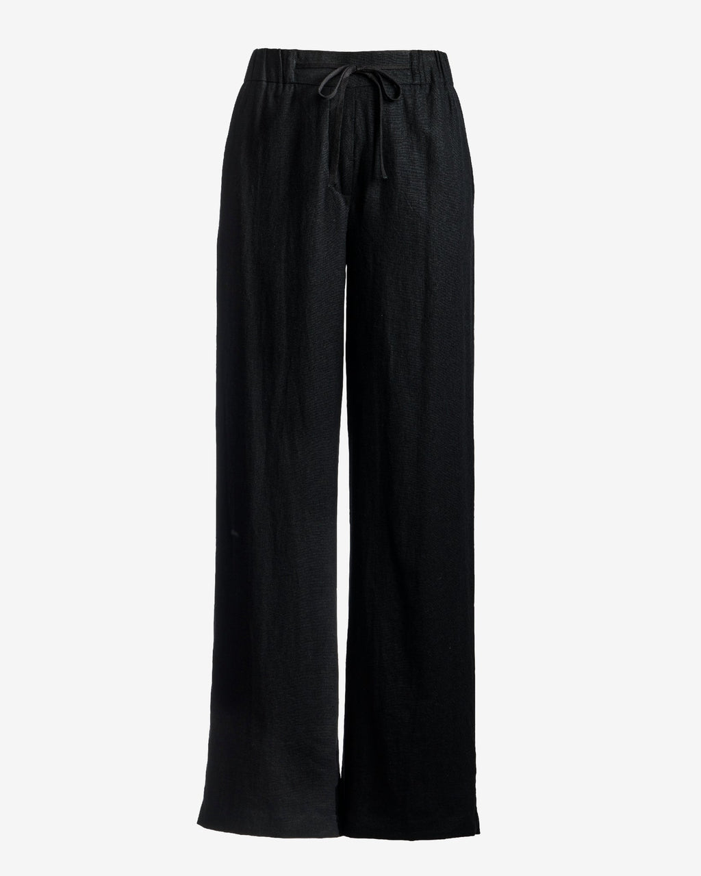 Malibu Wide Leg Drawstring Linen Pant Black