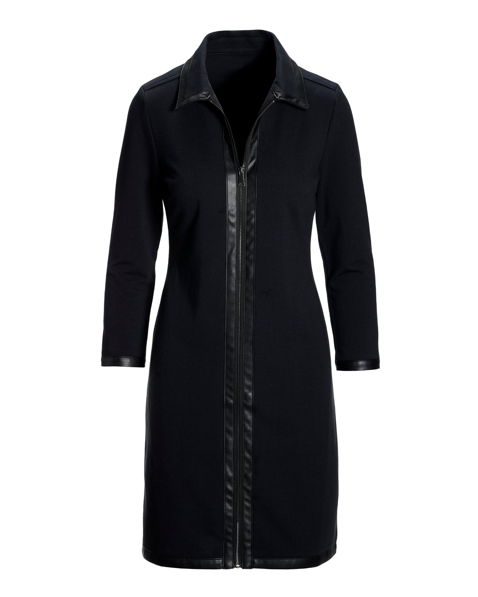 Faux Leather French Terry Dress Proper Black