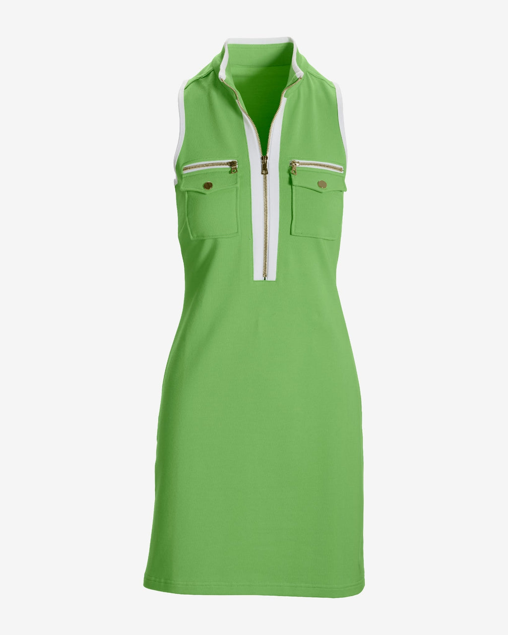 Sleeveless Chic Zip Dress Opaline Green