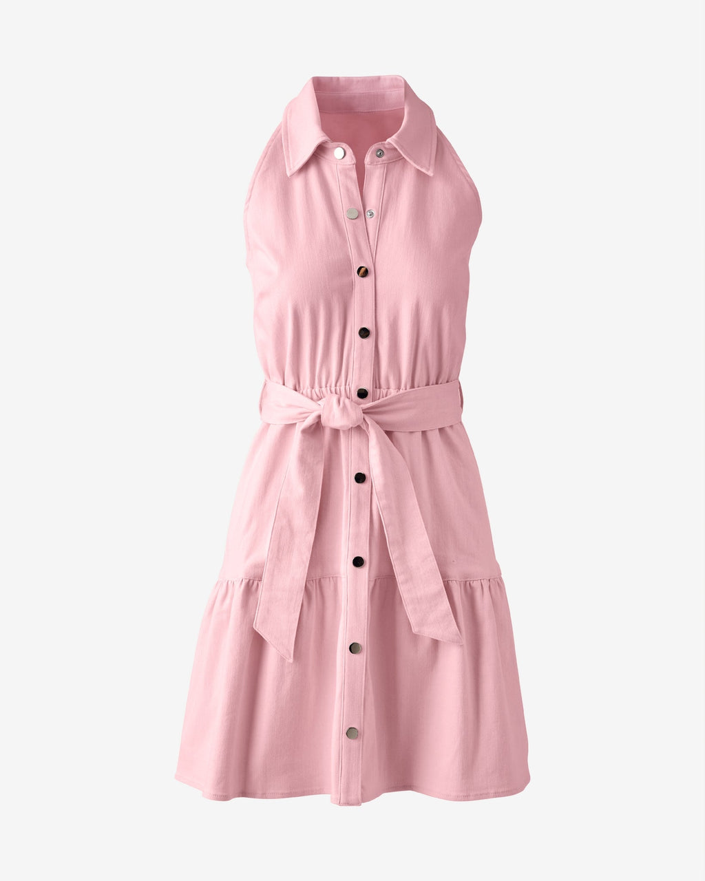 Collared Denim A Line Dress Seashell Pink