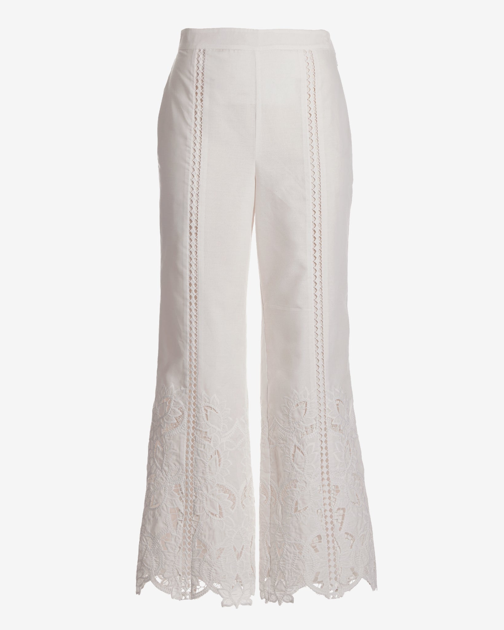 Malibu Floral Eyelet Scallop Pant White
