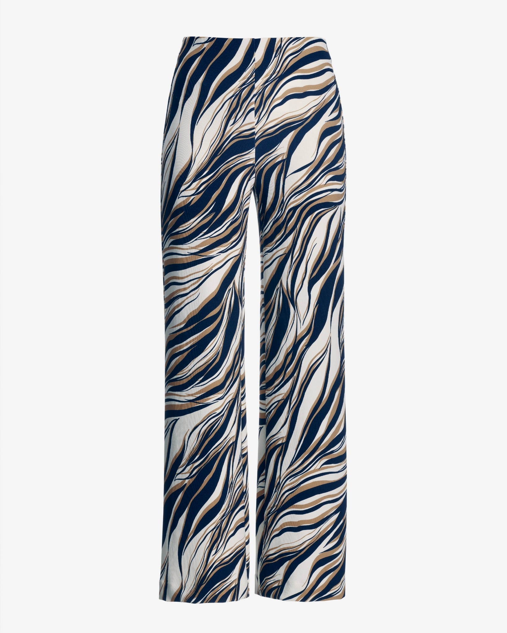 Beyond Travel Cape Town Zebra Print Palazzo Pant Maritime Navy/Camel
