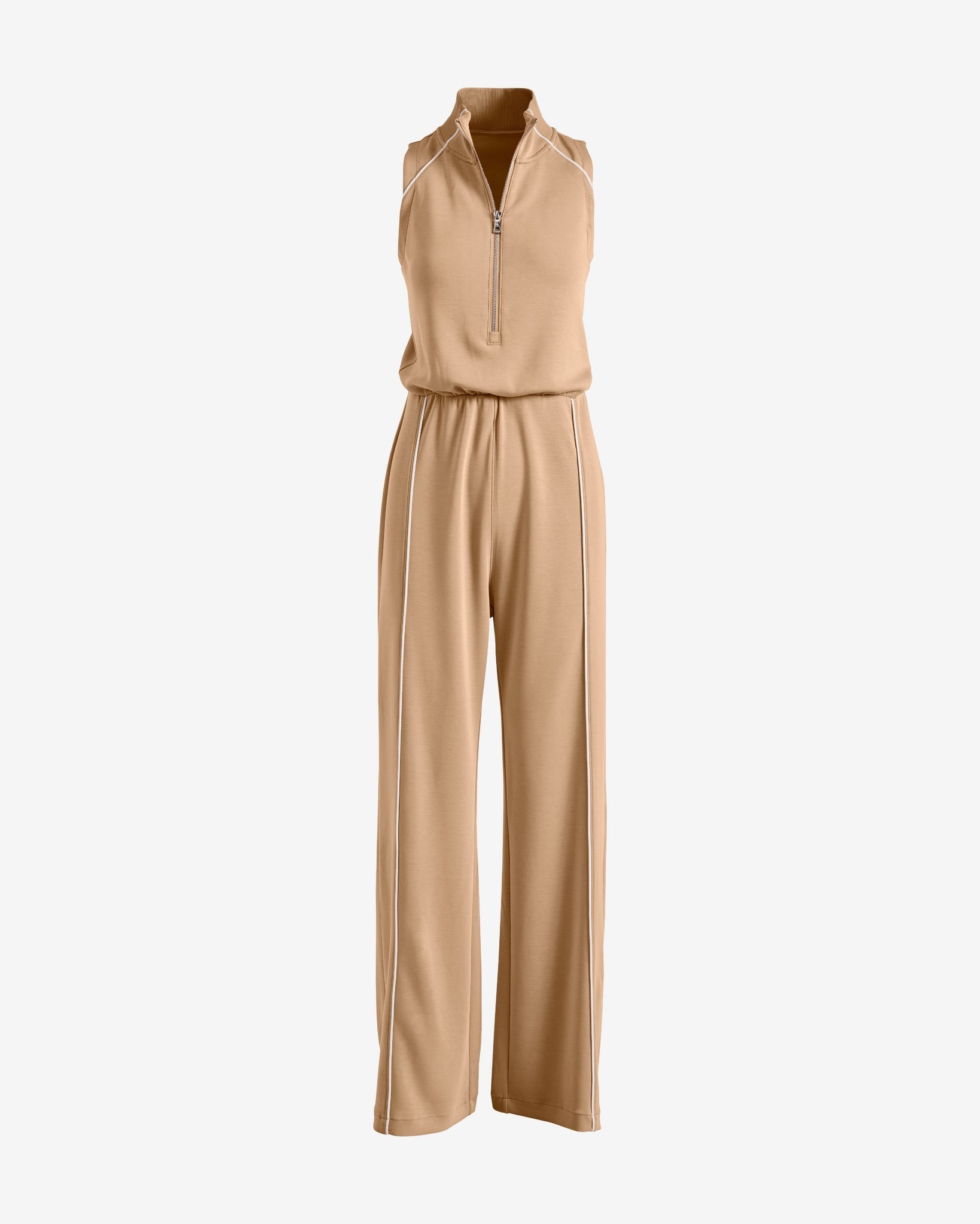 Luxe Lounge Piped Jumpsuit Sesame