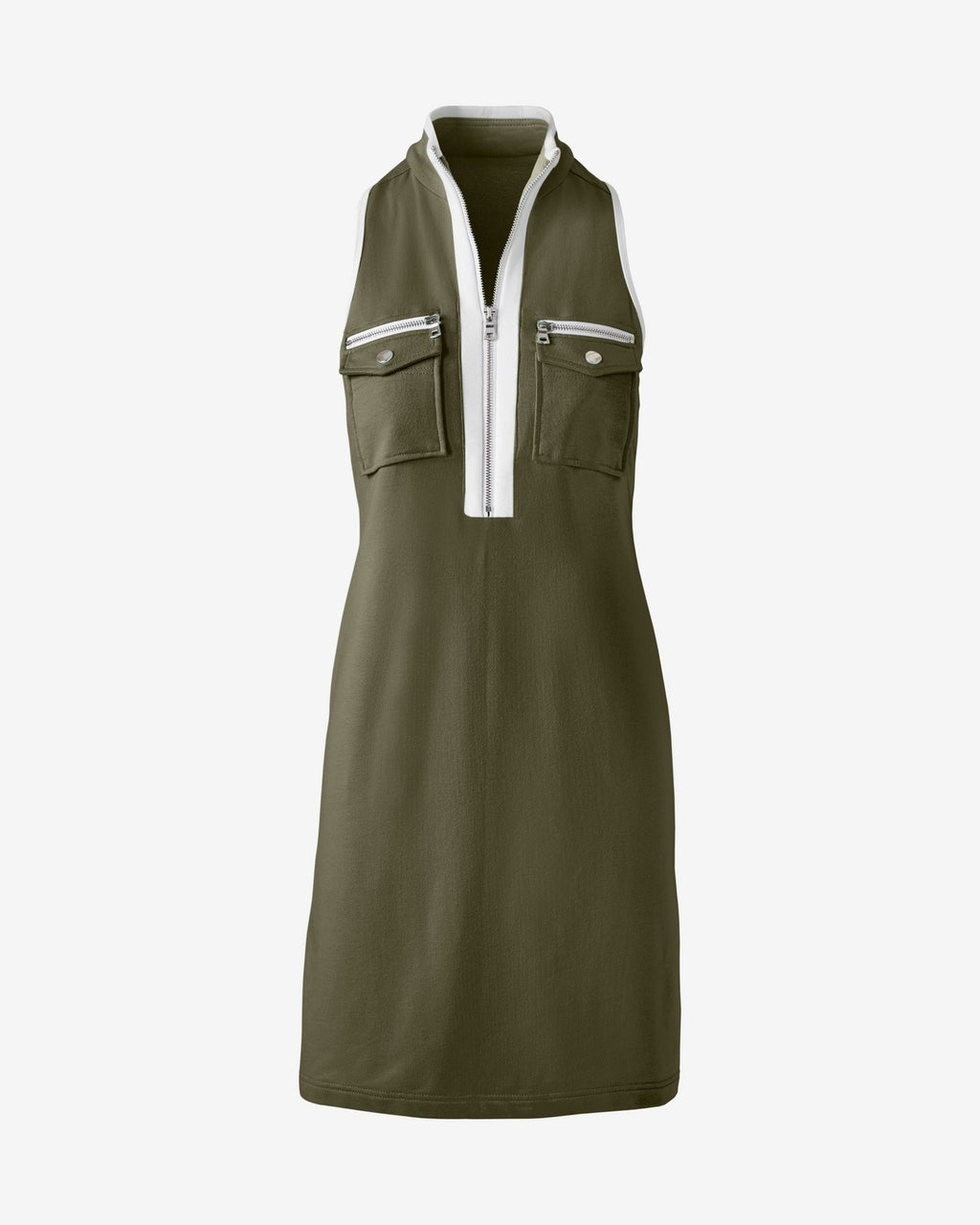 Sleeveless Chic Zip Dress Olive Night