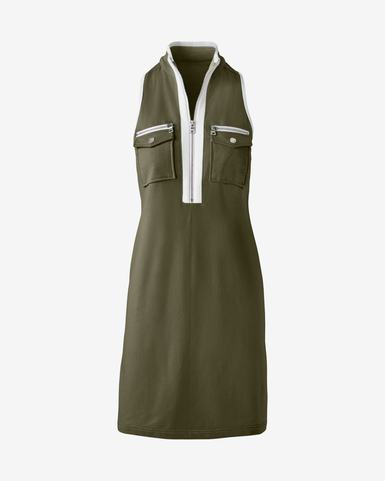 Sleeveless Chic Zip Dress Olive Night