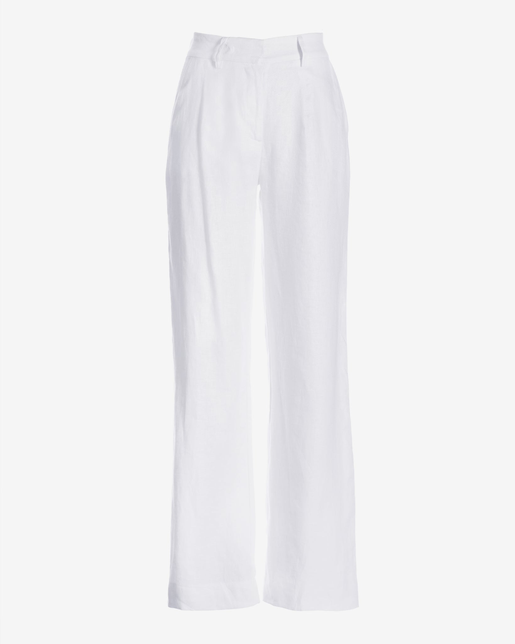 Malibu Polished Linen Wide Leg Trouser Pant White