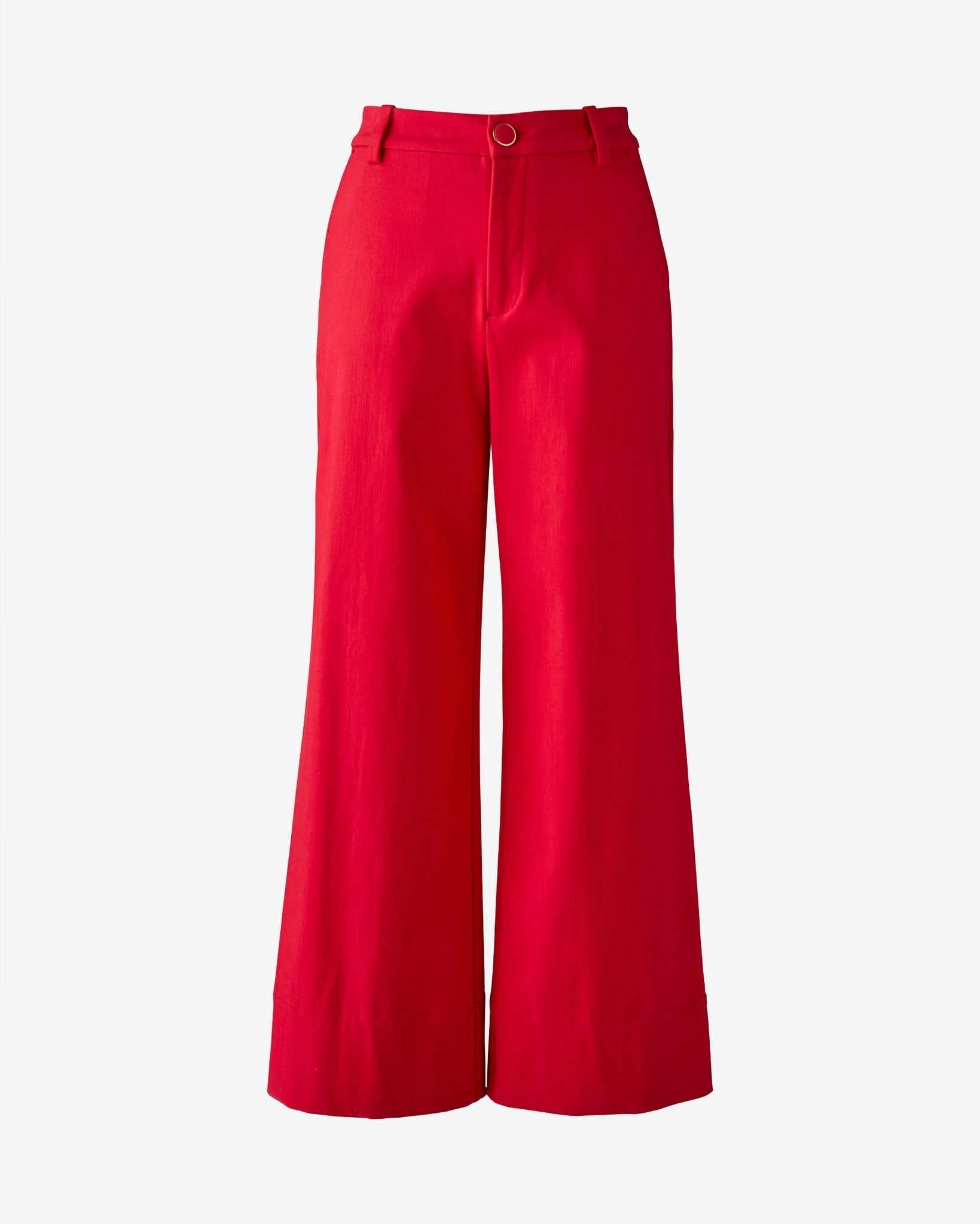 Ankle Length Wide Leg Twill Pant Tomato Red