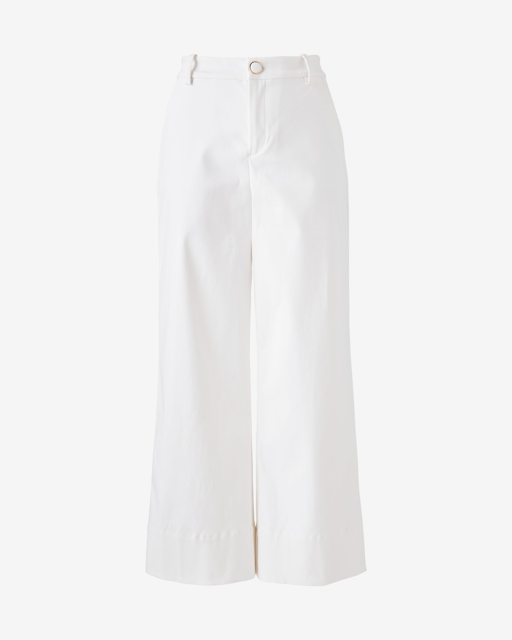 Ankle Length Wide Leg Twill Pant Pure White