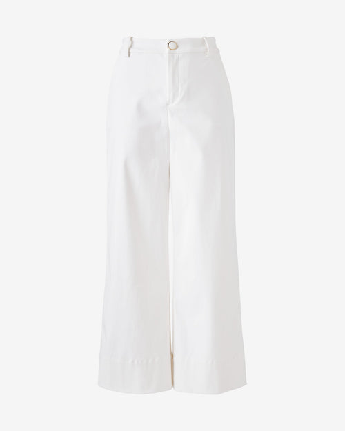 Ankle Length Wide Leg Twill Pant Pure White