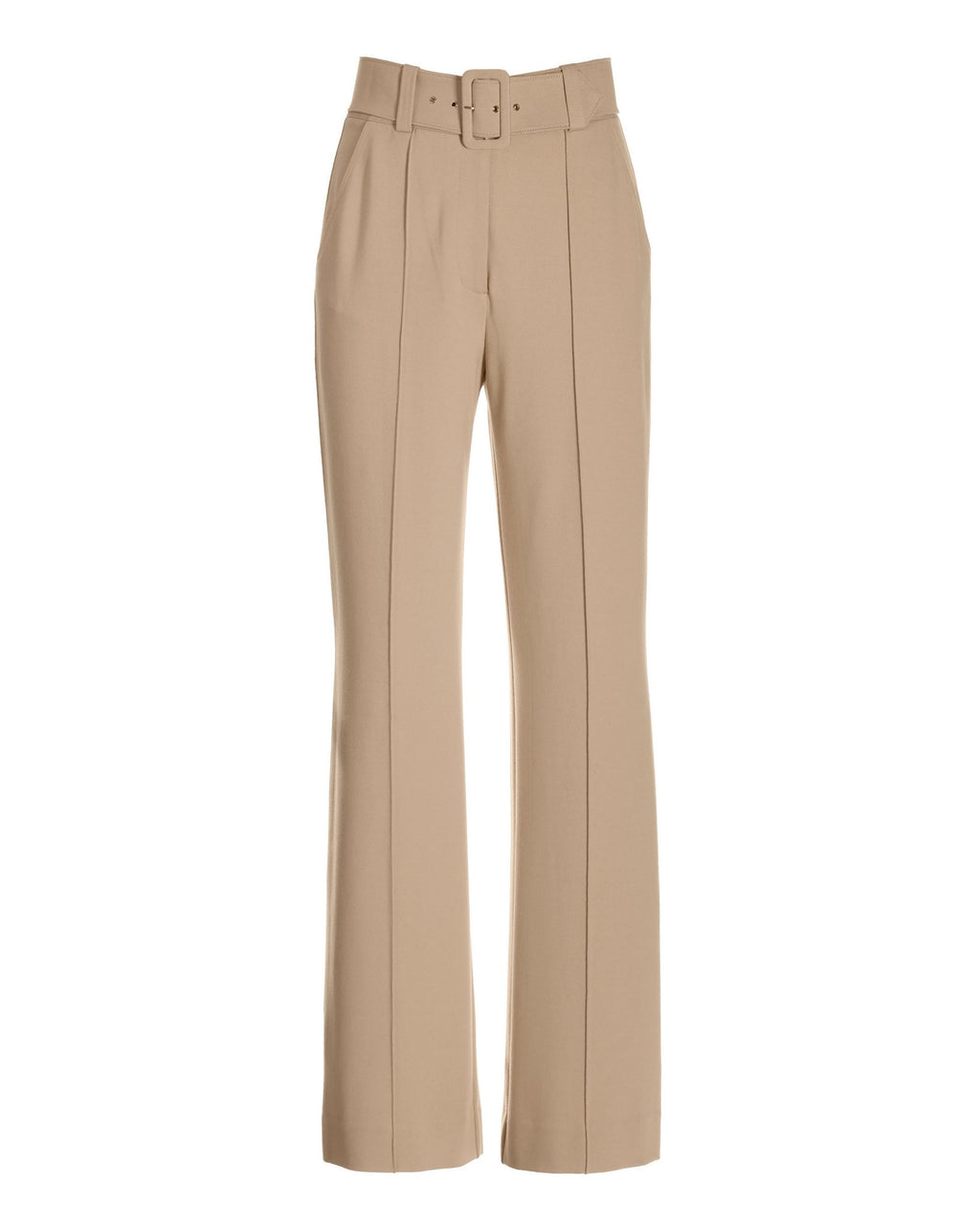Malibu Belted Ponte High Waist Wide Leg Trouser Pant Sesame