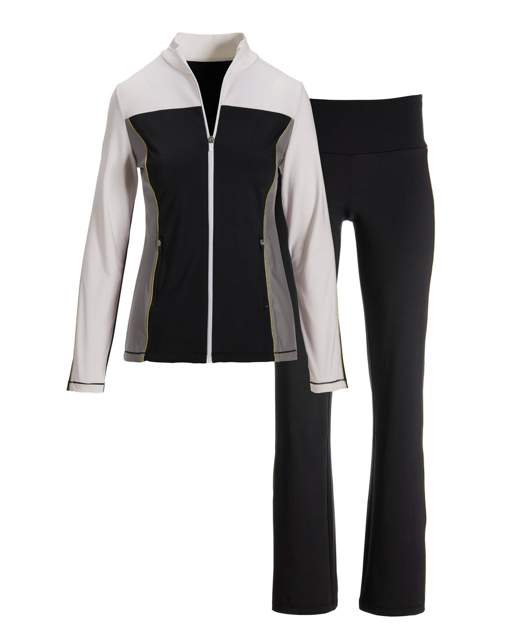B-Active Color Block Tunic Jacket Set Black/White
