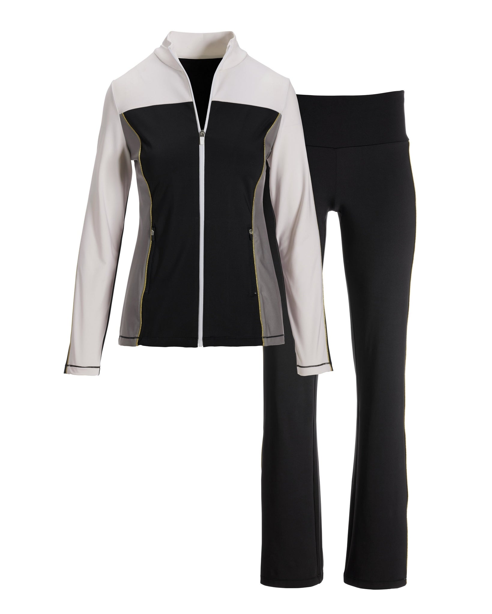 B-Active Color Block Tunic Jacket Set Black/White