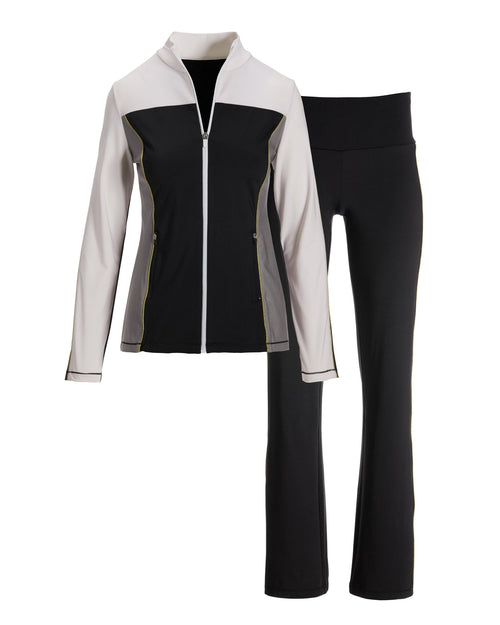 B-Active Color Block Tunic Jacket Set Black/White