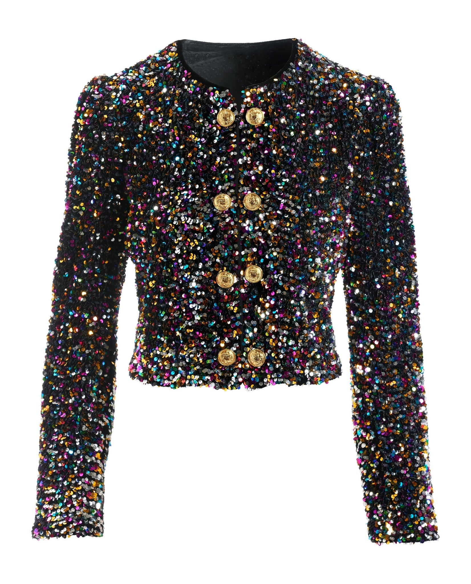 Effortless Multi Sequin Puff Sleeve Bolero Jacket Multi