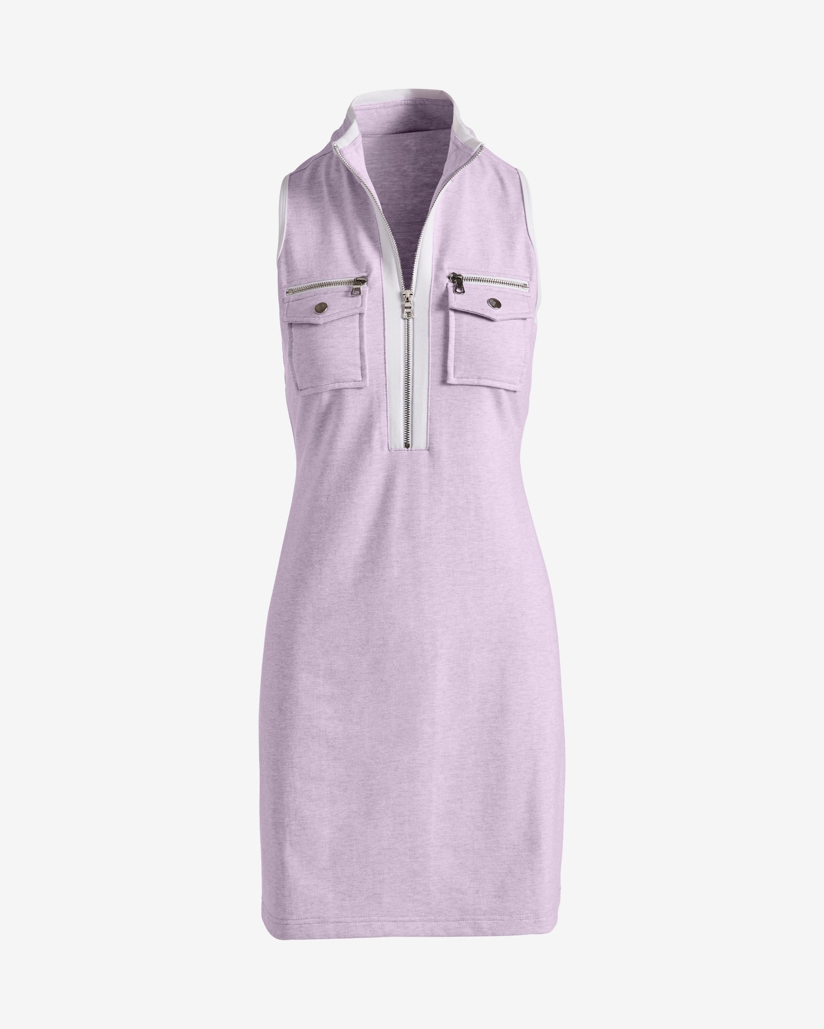 Sleeveless Chic Zip Dress Purple Heather