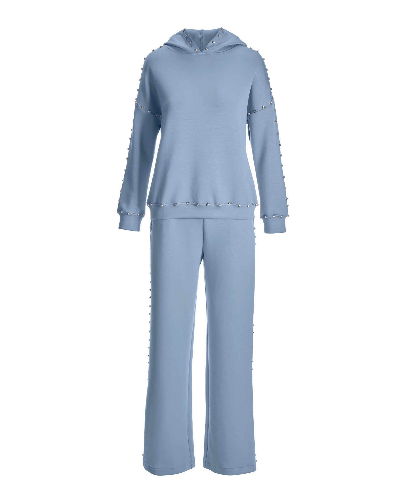 Rhinestone Trim Sport Set Airy Blue