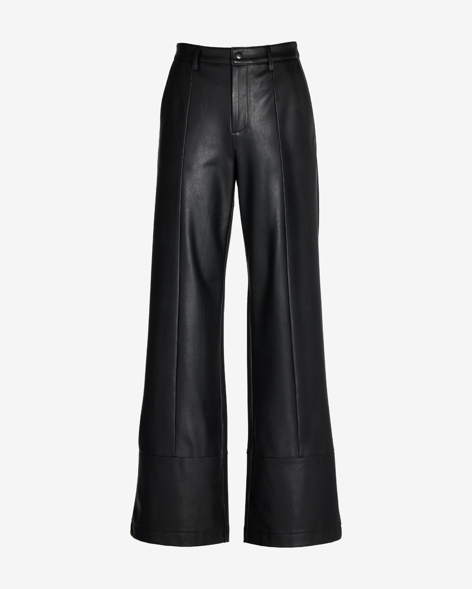 Faux Leather Wide Leg Pant Black